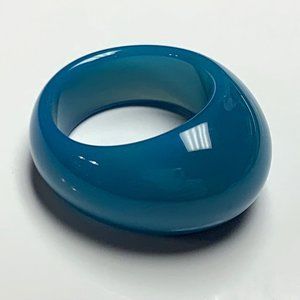 Blue Agate Carved Dome Ring SZ 7 1/4